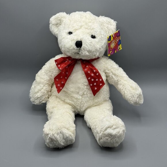Vintage Kellytoy 1996 White Valentine Teddy Bear Plush 17" - Picture 1 of 9